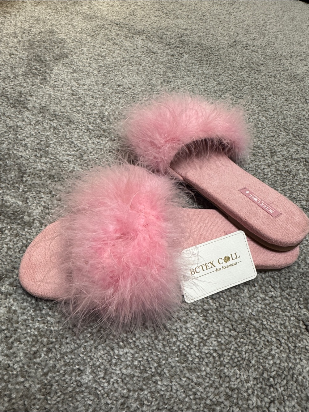 Pink Fluffy Slide Slippers -